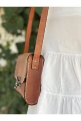 %100 Hakiki Deri Taba Deri Postacı Çanta Deri Kol Çantası Omuz Askılı Deri Çanta