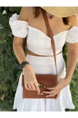 %100 Hakiki Deri Taba Deri Postacı Çanta Deri Kol Çantası Omuz Askılı Deri Çanta