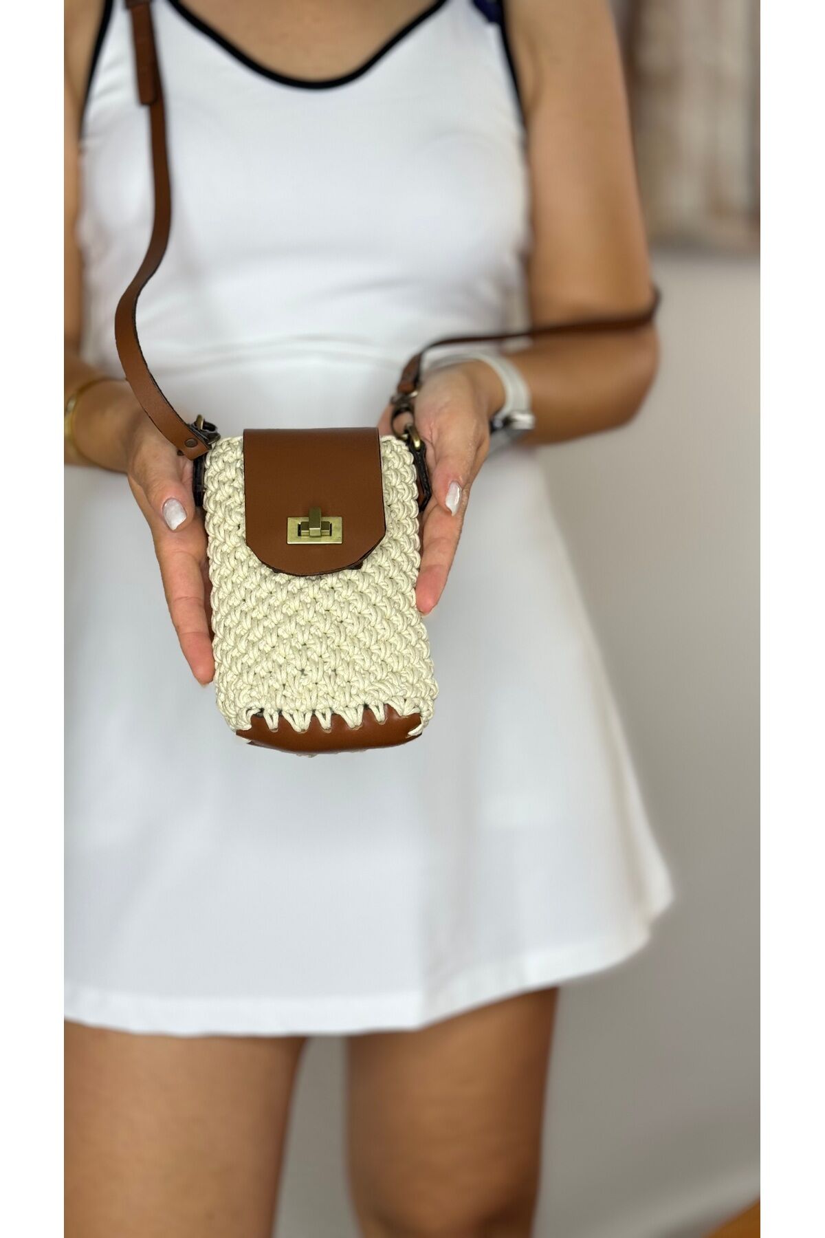 %100 gerçek deri tamamen el örgüsü hasır  postacı çapraz kadın ekru taba yazlık omuz çantası