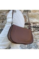 % 100 Hakiki Deri Çiçek Detaylı El Yapımı Deri Çanta Deri Postacı Çanta