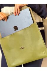 %100 Gerçek Deri El Yapımı Kadın Erkek Unisex A4 Evrak Portföy Clutch Macbook Kılıfı