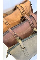 %100 Nubuk Deri Tamamen El Işçiliği Evrak Çantası Kol Çantası Uzun Askılı Çanta