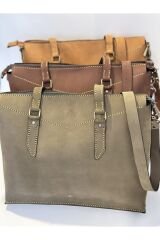 %100 Nubuk Deri Tamamen El Işçiliği Evrak Çantası Kol Çantası Uzun Askılı Çanta