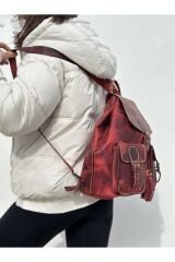 %100 Crazy Deri Tamamıyla El Işçiliği Çift Cepli Sırt Çantası