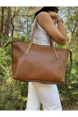 %100 Hakiki Deri El Yapımı Kadın Taba Kol Omuz Çantası Fermuar Kapatmalı El Çantası