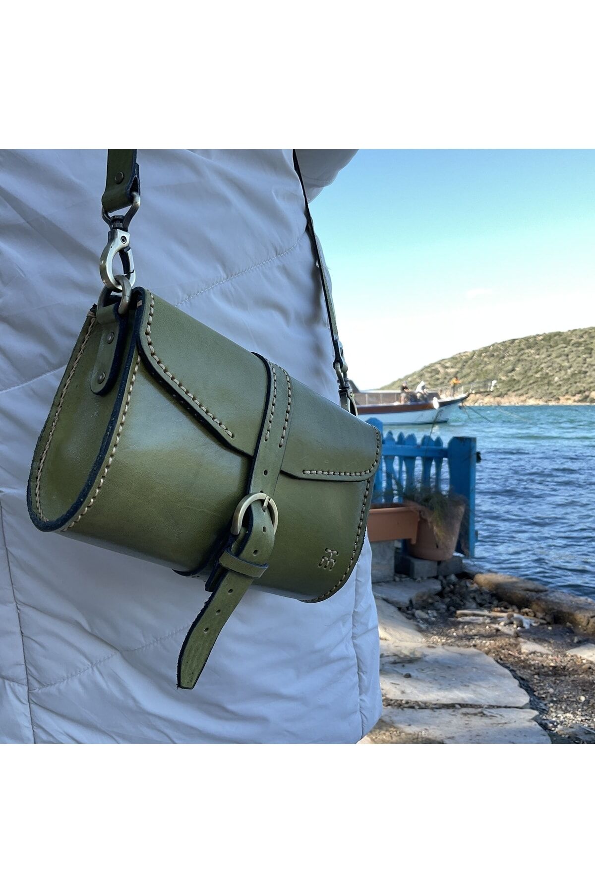 %100 Gerçek Deri El Yapımı Minimal Deri Postacı Kol Çantası Çıkartılabilir,ayarlanan Omuz Askısı