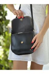 %100 Gerçek Deri-elyapımı Kadın Siyah Çapraz Askılı Postacı Kol Çantası 1906//hürmüs