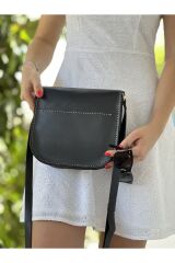 %100 Gerçek Deri-elyapımı Kadın Siyah Çapraz Askılı Postacı Kol Çantası 1906//hürmüs