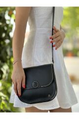 %100 Gerçek Deri-elyapımı Kadın Siyah Çapraz Askılı Postacı Kol Çantası 1906//hürmüs