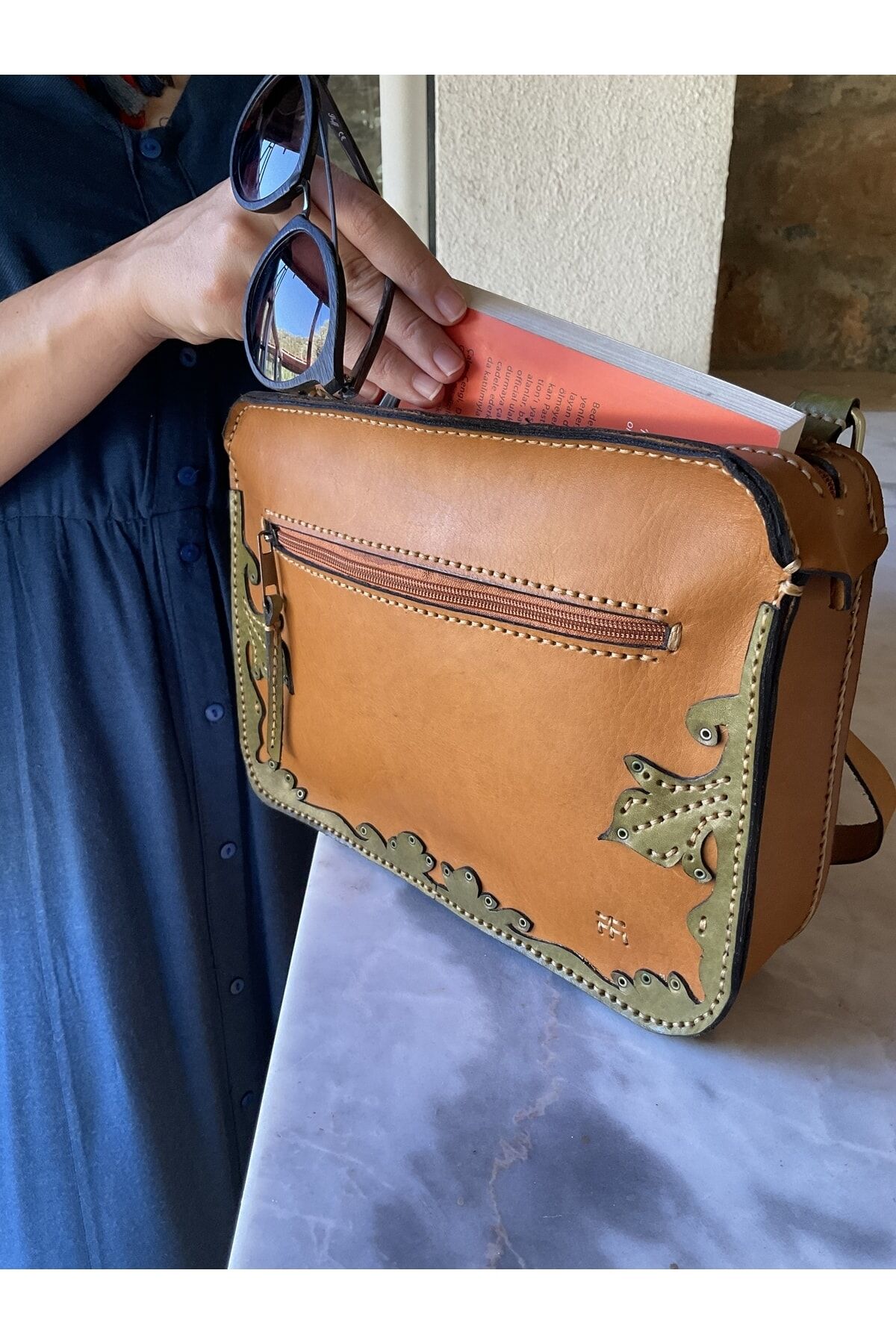 % 100 Hakiki Deri El Yapımı Taba Postacı Çanta Askıları Çıkartılabilir Kol Altı Çanta