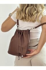 %100 Gerçek Deri El Yapımı Kol Çantası Omuz Askılı Kahverengi Kadın Sırt Çantası