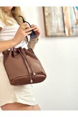 %100 Gerçek Deri El Yapımı Kol Çantası Omuz Askılı Kahverengi Kadın Sırt Çantası