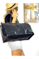 %100 Hakiki Deri Gerçek Deri El Yapımı Siyah Valiz El Çantası Kadın Erkek Çapraz Seyahat Çantası