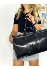 %100 Hakiki Deri Gerçek Deri El Yapımı Siyah Valiz El Çantası Kadın Erkek Çapraz Seyahat Çantası