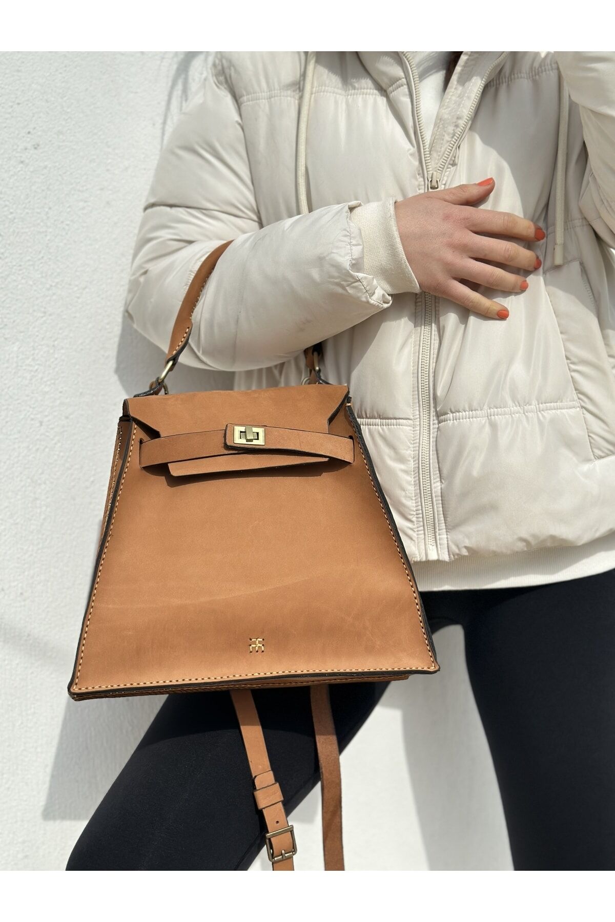 %100 Nubuk Deri Tamamıyla El Işçiliği Postacı Çanta Kol Çantası El Çantası