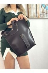 % 100 Hakiki Deri El Yapımı Kol Çantası Cep Detaylı Kol Çantası Omuz Çantası