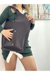 % 100 Hakiki Deri El Yapımı Kol Çantası Cep Detaylı Kol Çantası Omuz Çantası