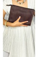 %100 Gerçek Deri El Yapımı Clucth Erkek Kadın Unisex Portföy Çanta Fermuarlı Tek Gözlü Deri Çanta