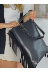 %100 Gerçek Deri El Yapımı Yumuşak Deri Püsküllü Kol Çantası Deri Omuz Çantası