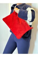 %100 Gerçek Süet Deri El Yapımı Kadın Erkek Unısex Kırmızı A4 Evrak Portföy Clutch Macbook Çantası