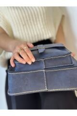 %100 Hakiki Deri El Yapımı Postacı Kol Çantası El Çantası Omuz Çantası