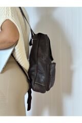 %100 Deri-elyapımı Kahverengi Deri Yumuşak Deri Sırt Çantası 23001//sırt Çantası