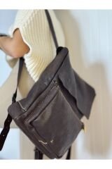 %100 Deri-elyapımı Kahverengi Deri Yumuşak Deri Sırt Çantası 23001//sırt Çantası