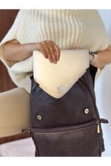 %100 Deri-elyapımı Kahverengi Deri Yumuşak Deri Sırt Çantası 23001//sırt Çantası