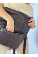 %100 Deri-elyapımı Kahverengi Deri Yumuşak Deri Sırt Çantası 23001//sırt Çantası