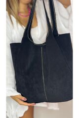 %100 Gerçek Deri El Yapımı Toto Kadın Siyah Büyük Kol Omuz Çantası Yumuşak Deri