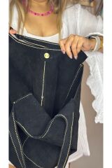 %100 Gerçek Deri El Yapımı Toto Kadın Siyah Büyük Kol Omuz Çantası Yumuşak Deri