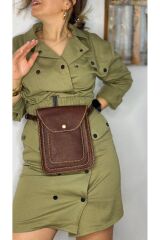 % 100 Gerçek Deri El Yapımı Kahverengi Çok Cepli Kadın Erkek Unisex Omuz Askılı Postacı Çanta