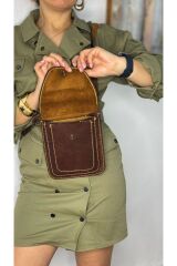 % 100 Gerçek Deri El Yapımı Kahverengi Çok Cepli Kadın Erkek Unisex Omuz Askılı Postacı Çanta