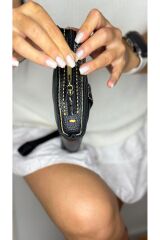 %100 Gerçek Deri El Yapımı Erkek Kadın El çantası kartlıklı, portföy ,clutch siyah taba