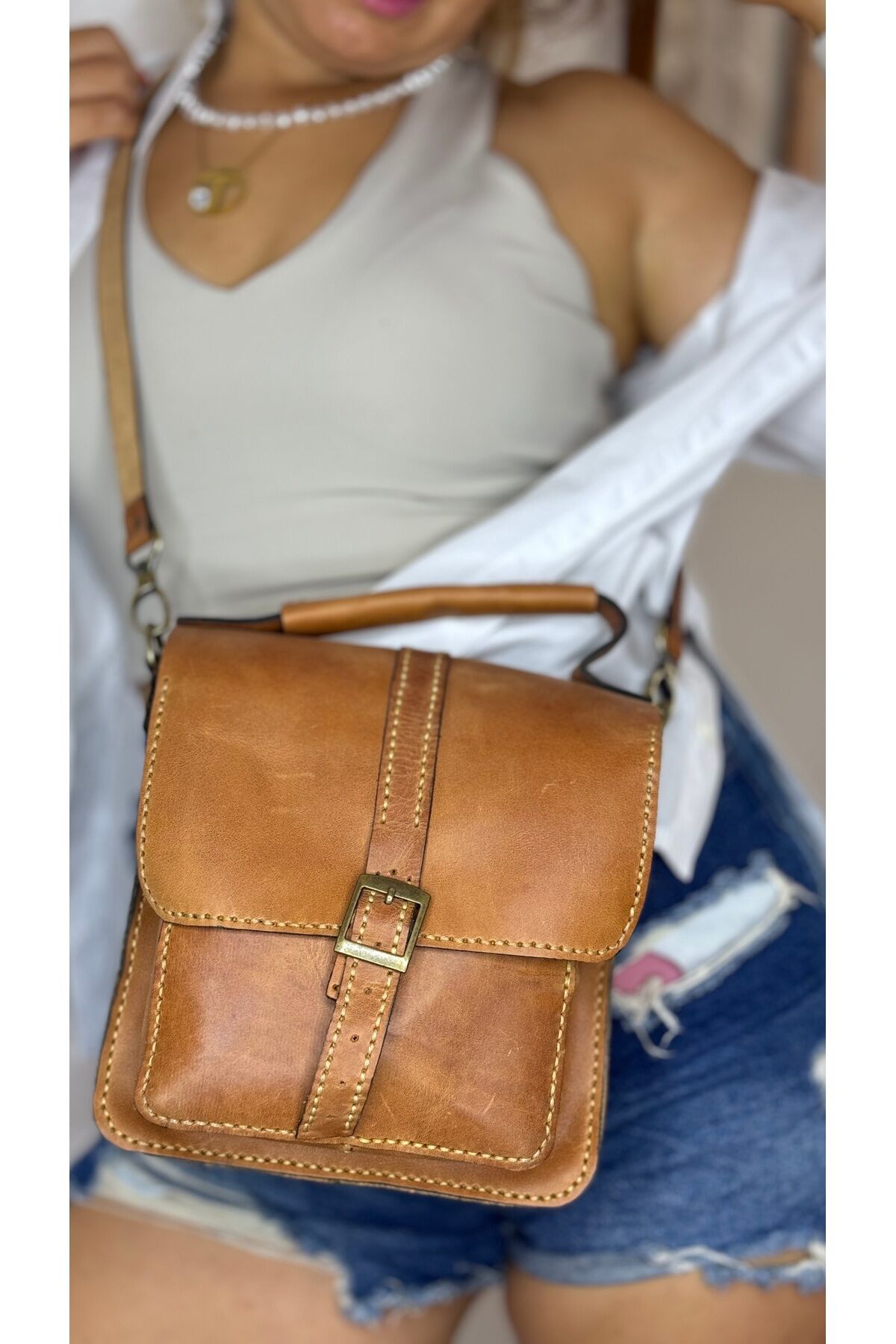 %100 gerçek deri el yapımı kadın erkek Unisex çok gözlü el çantası postacı çanta