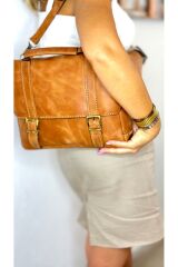 %100 Gerçek Deri El Yapımı Kadın Erkek Unisex Postacı Çapraz Taba Evrak Çantası