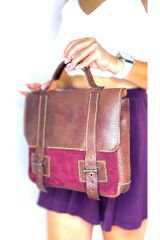 %100 Gerçek Süet Deri Bizon Derisi El Yapımı Kadın Erkek Unisex Bordo Kahverengi Evrak Çantası