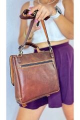 %100 Gerçek Süet Deri Bizon Derisi El Yapımı Kadın Erkek Unisex Bordo Kahverengi Evrak Çantası