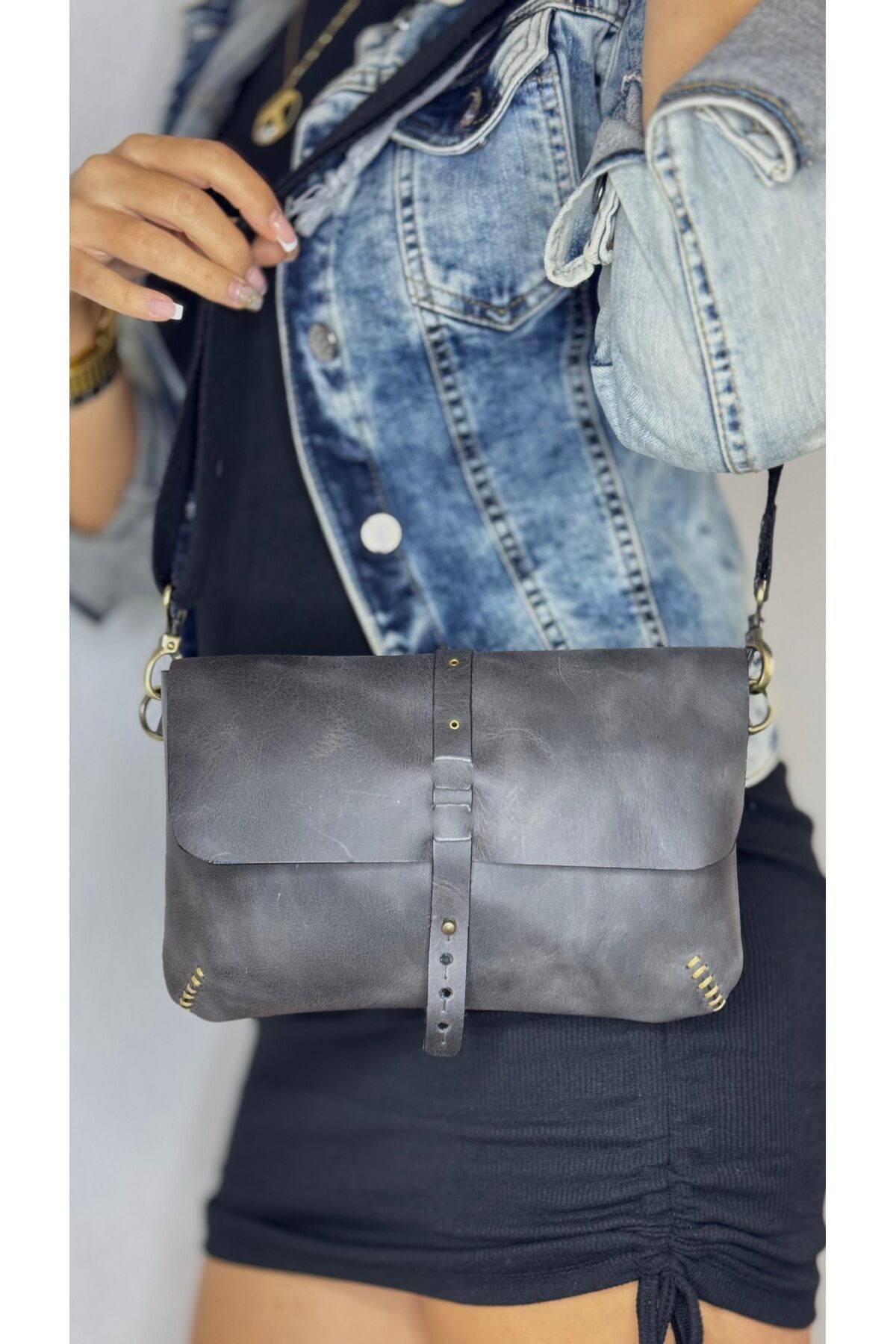 %100 Gerçek Deri El Yapımı Kadın Erkek unisex Freebag Bel Çantası -kol Çantası