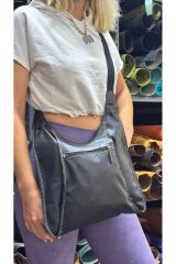 %100 gerçek dere tamamen el yapımı çift gözlü kadın erkek Unisex siyah postacı çanta