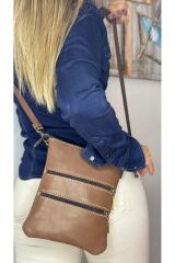 %100 gerçek deri tamamen el yapımı kadın erkek Unisex çok cepli kahverengi postacı çanta