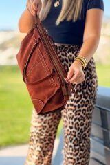 %100 Gerçek Süet Deri El Yapımı Kadın Kol Omuz Çantası