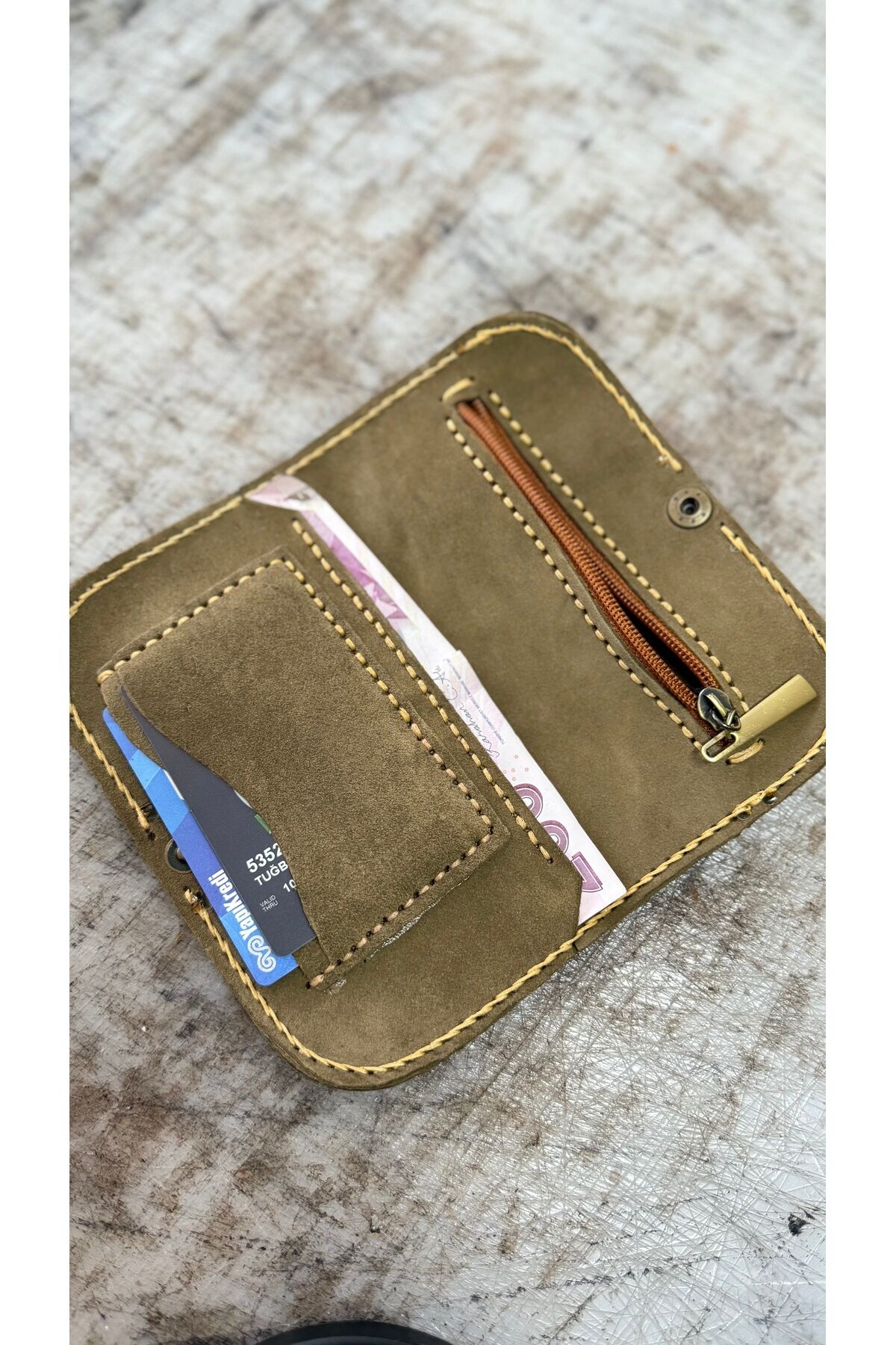 %100 gerçek  Süet deri tamamen el yapımı kadın erkek Unisex cüzdan