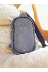 %100 Gerçek Deri El Yapımı Siyah Kadın Erkek Unisex Freebag Siyah Omuz Çantası Telefon Çantası