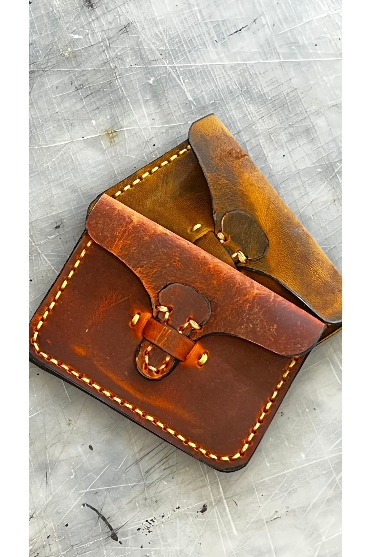 %100 Hakiki Deri El Yapımı Unisex Kartlık