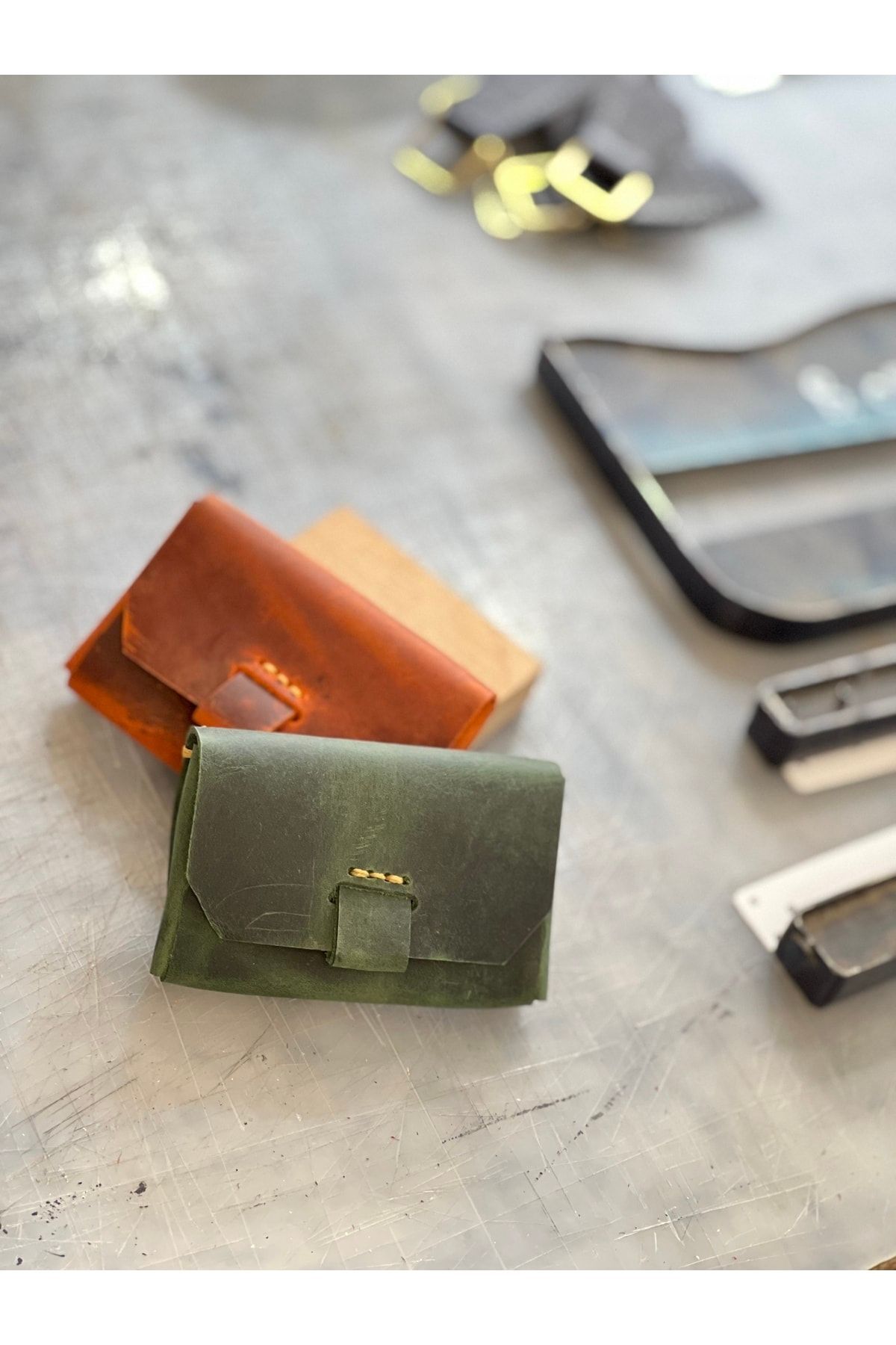 %100 Hakiki Deri El Yapımı Unisex Kartlık