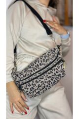 %100 Gerçek Süet Deri El Yapımı Leopar Desenli Kadın somon Bel Çantası Iki Gözlü Freebag