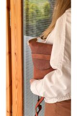 %100 Gercek Deri El Yapımı Kadın Erkek Unisex Taba Zarf Postacı Çanta Omuz Çapraz Çanta