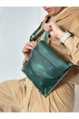 %100 Gercek Deri Zarf Postacı Çanta Omuz Askılı Çanta