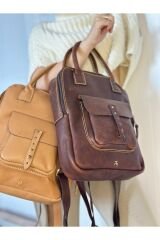 % 100 Hakiki Deri El Yapımı Sırt Çantası-el Çantası